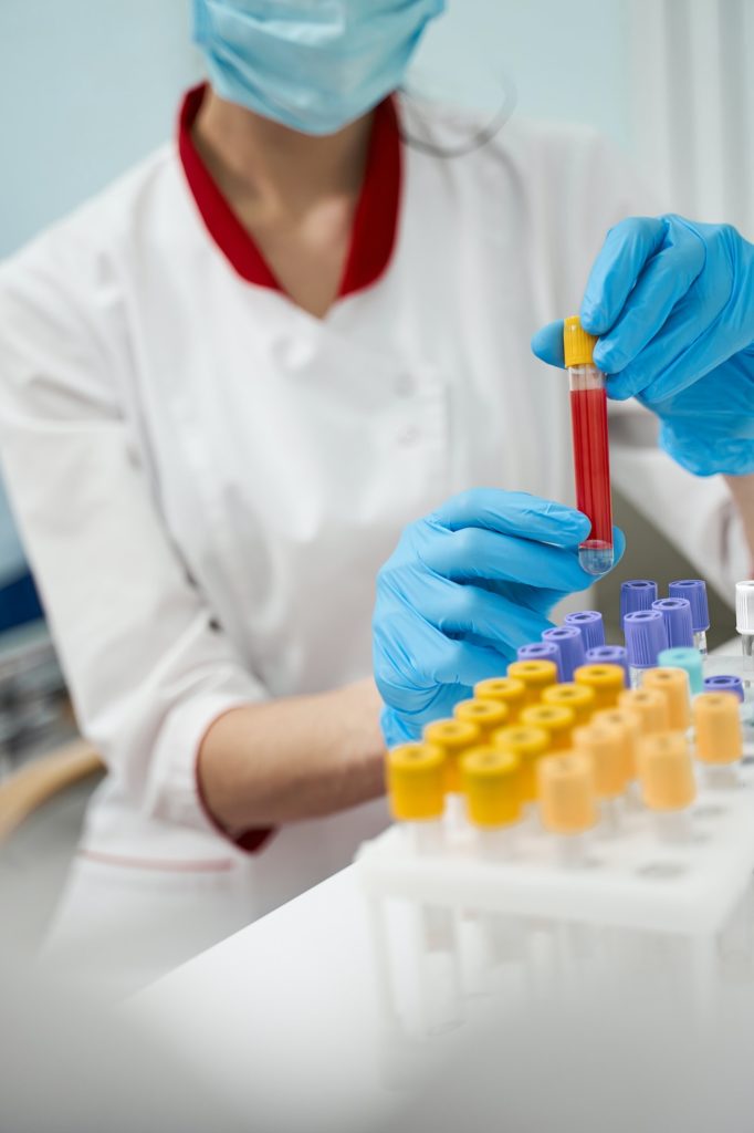Close up of competent researcher that checking reagent