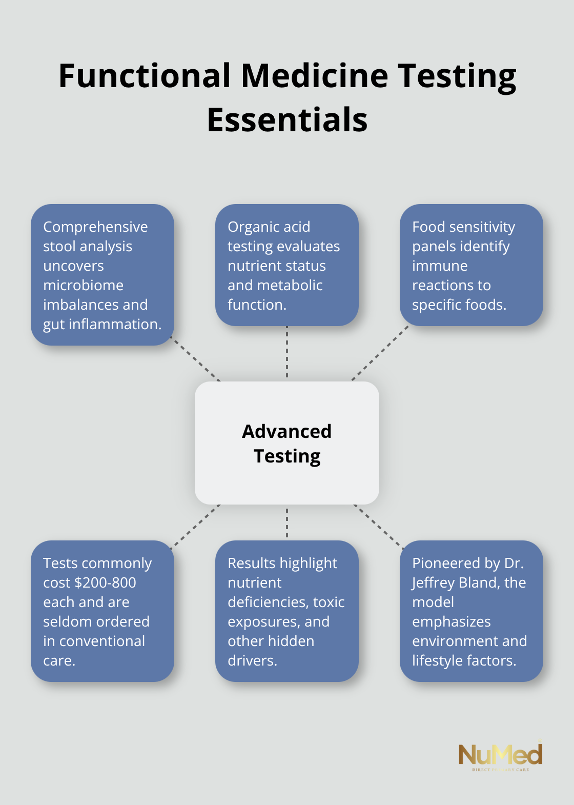Overview of key functional medicine tests, typical costs, and what they reveal. - naturopathic vs functional medicine