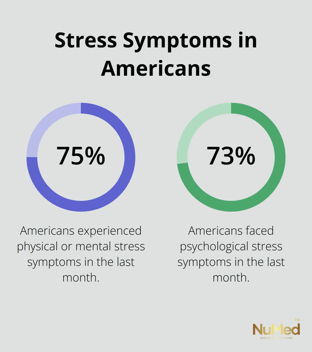 Percentage chart showing the prevalence of stress symptoms among Americans - principal of stress